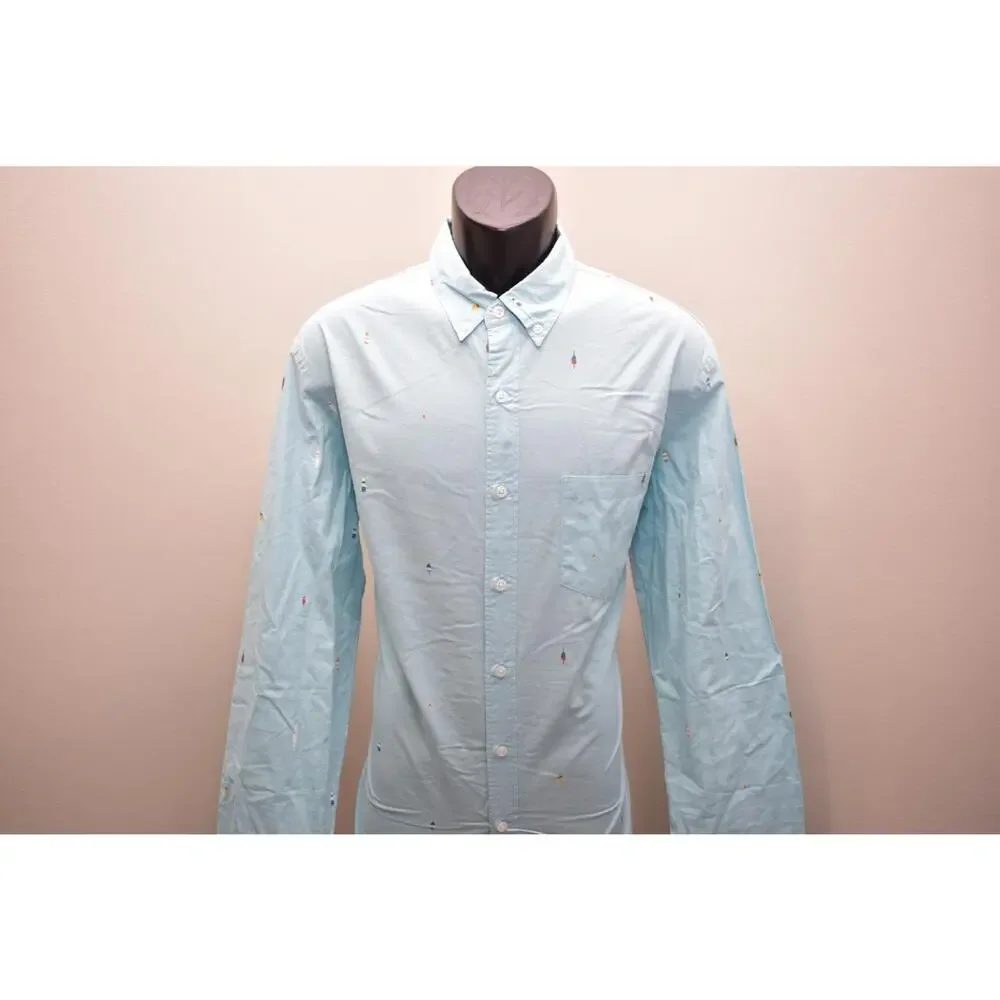 J Crew Dress Shirt Slim Fit Blue Long Sleeve Button Up‎ Mens Size Large